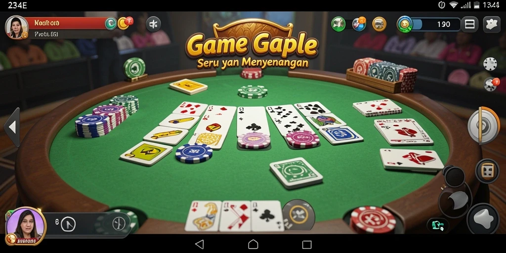 Screenshot menampilkan gameplay seru permainan Gaple 234E.