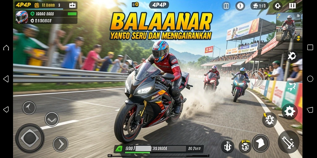 Menampilkan aksi balapan motor yang seru dan mendebarkan.