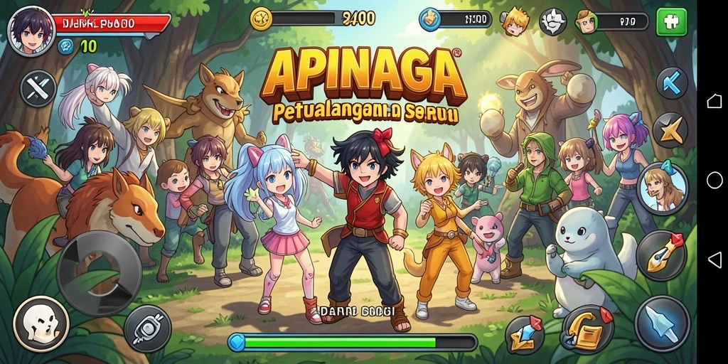Tampilan seru dari gameplay APINAGA dalam dunia Anime.