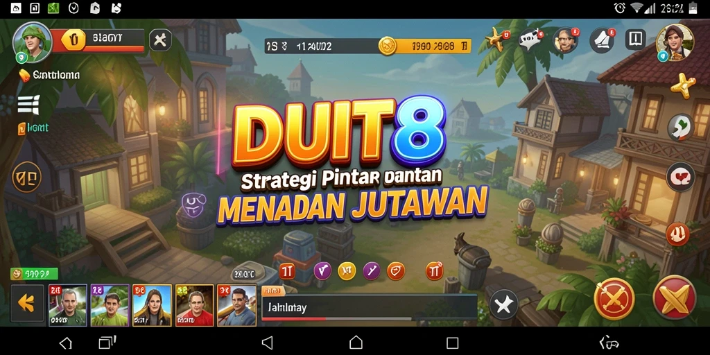Screenshot gameplay DUIT8 dengan karakter dan elemen strategi.