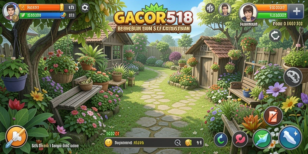 Tampilan gameplay seru di GACOR518 dengan aktivitas berkebun.
