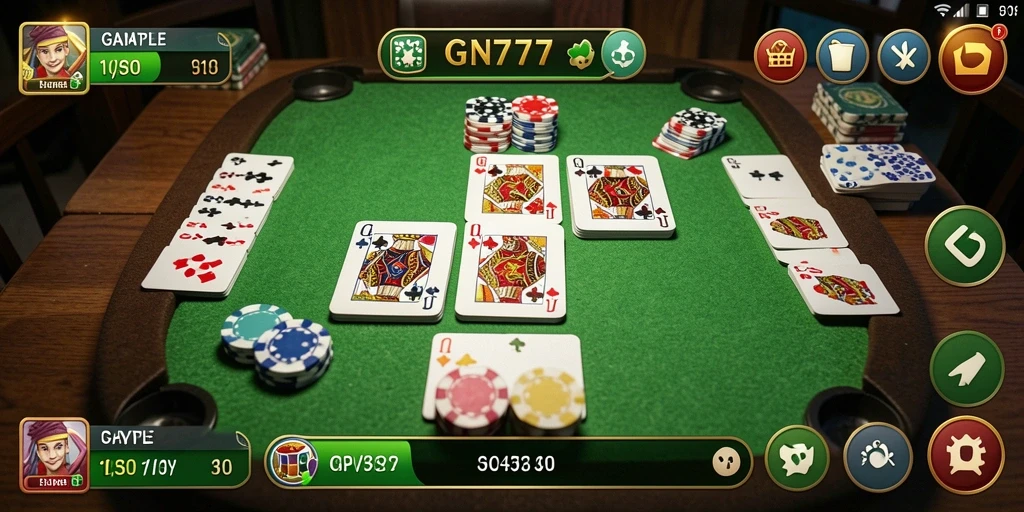 Tampilan gameplay seru Gaple di GN777 yang penuh strategi.