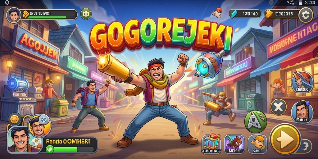 Tampilan gameplay GOGOREJEKI yang penuh warna dan menantang.
