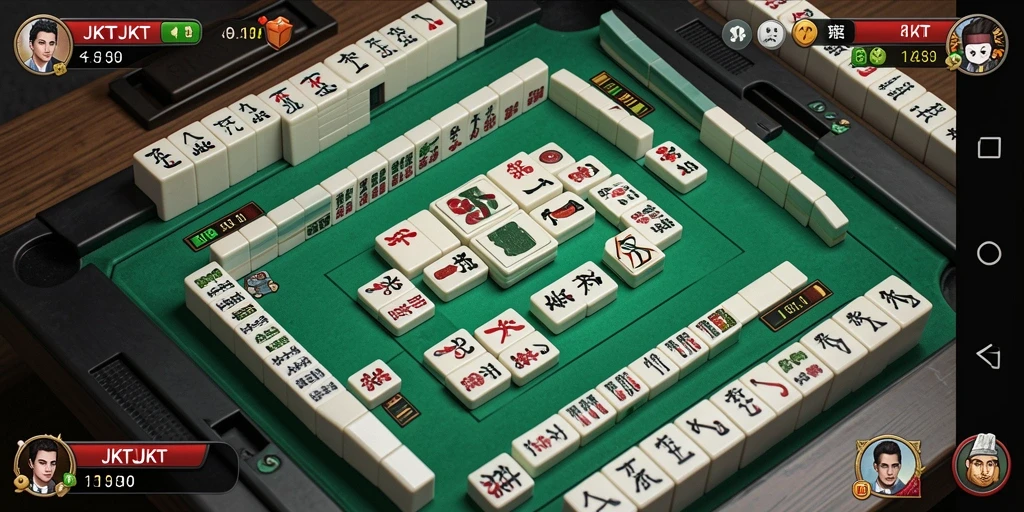 Tampilan gameplay <strong>JKTJKT</strong> yang seru dan menantang dalam permainan Mahjong.