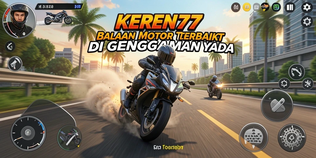 Tampilan gameplay KEREN77 dengan balapan motor yang seru dan grafis menawan.