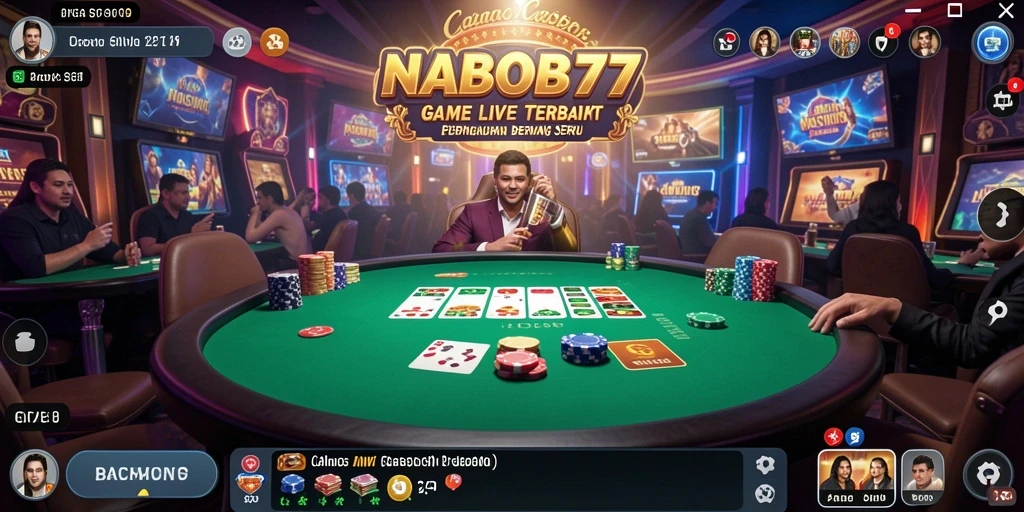 Screenshot NABOB77 menampilkan dealer profesional dan suasana Live Casino yang mendebarkan.
