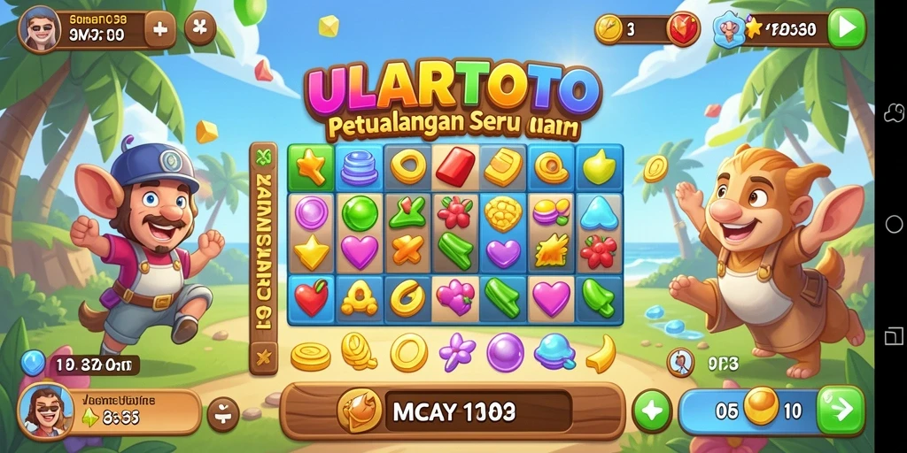 Tampilan seru ULARTOTO dengan gameplay Match-3 yang menantang.