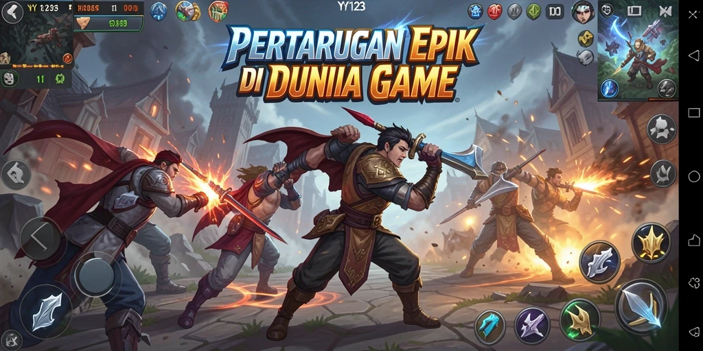 Tampilan gameplay epik dalam YY123 dengan pertarungan yang mendebarkan.